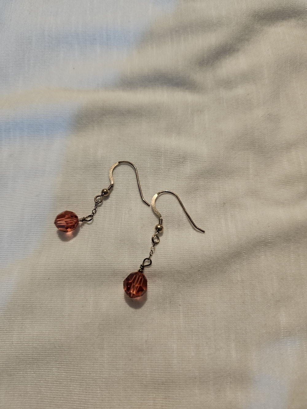 Gold Hook Earrings with Coral Crystal Drops